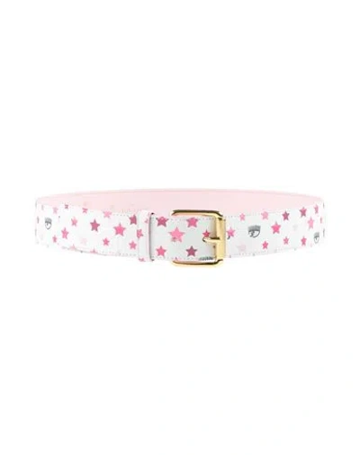 Chiara Ferragni Woman Belt White Size 32 Polyurethane In Multi