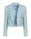 Chiara Ferragni Woman Blazer Sky Blue Size Xs Cotton, Nylon, Metal, Elastane, Viscose