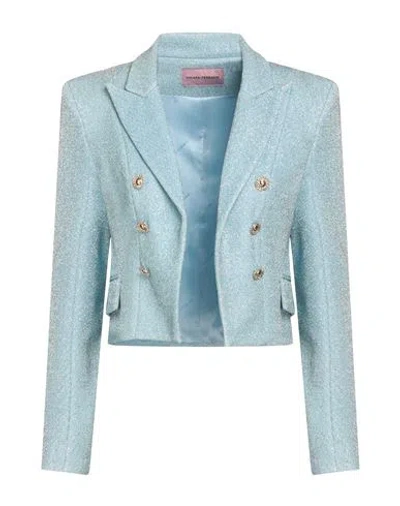 Chiara Ferragni Woman Blazer Sky Blue Size Xs Cotton, Nylon, Metal, Elastane, Viscose