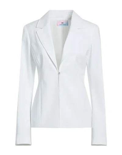 Chiara Ferragni Woman Blazer White Size 10 Cotton, Polyamide, Elastane