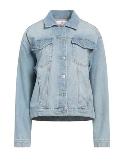 Chiara Ferragni Woman Denim Outerwear Blue Size 6 Cotton