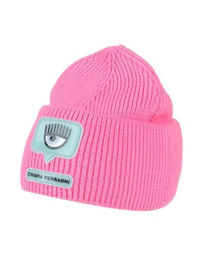 Chiara Ferragni Woman Hat Fuchsia Size Onesize Acrylic, Wool In Pink