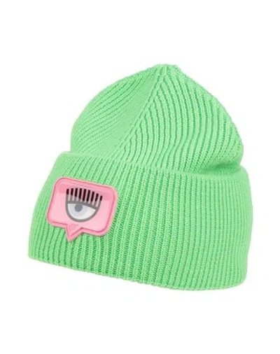 Chiara Ferragni Woman Hat Lime Green Size Onesize Wool, Acrylic In Gray
