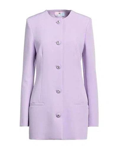 Chiara Ferragni Woman Jacket Lilac Size 8 Polyester, Elastane In Purple