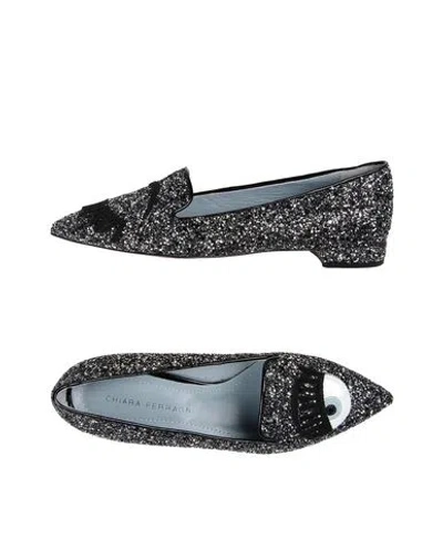 Chiara Ferragni Woman Loafers Black Size 8 Textile Fibers
