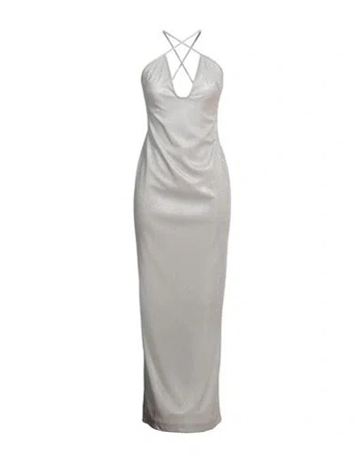 Chiara Ferragni Woman Maxi Dress Silver Size M Polyester