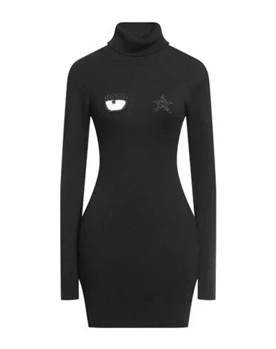 Chiara Ferragni Woman Mini Dress Black Size L Wool, Viscose, Polyamide, Cashmere