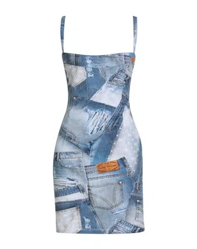 Chiara Ferragni Woman Mini Dress Blue Size L Cotton, Elastane