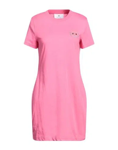 Chiara Ferragni Woman Mini Dress Fuchsia Size L Cotton In Pink