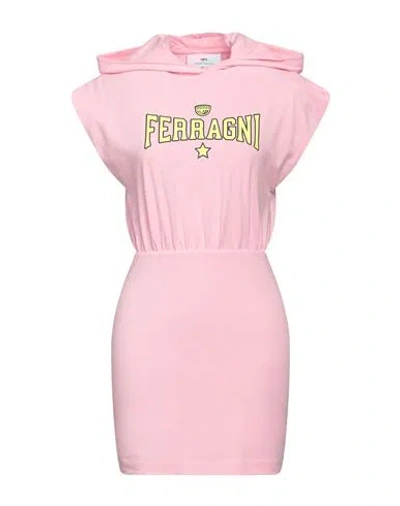 Chiara Ferragni Woman Mini Dress Pink Size L Cotton, Elastane