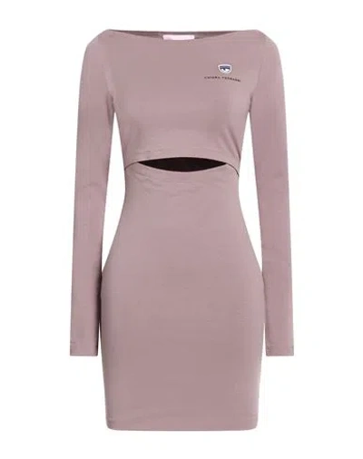 Chiara Ferragni Woman Mini Dress Taupe Size S Cotton In Pink