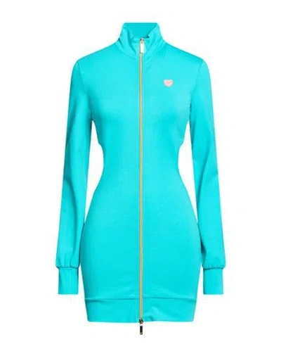 Chiara Ferragni Woman Mini Dress Turquoise Size S Cotton, Elastane In Blue