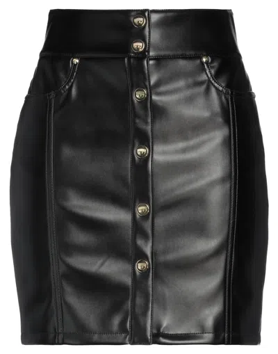 CHIARA FERRAGNI CHIARA FERRAGNI WOMAN MINI SKIRT BLACK SIZE 8 POLYESTER, POLYURETHANE RESIN