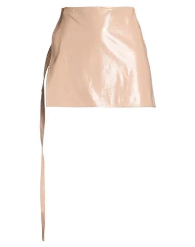 Chiara Ferragni Woman Mini Skirt Blush Size 4 Polyester, Polyurethane Resin In Brown