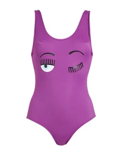 Chiara Ferragni Woman One-piece Swimsuit Purple Size S Polyamide, Elastane In Purple