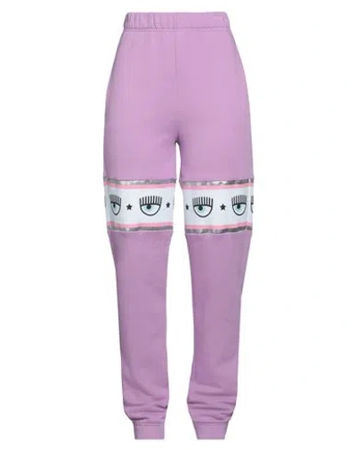 Chiara Ferragni Woman Pants Lilac Size Xs Cotton In Purple