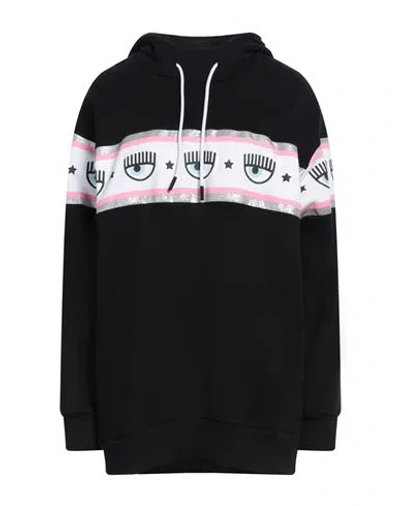 CHIARA FERRAGNI CHIARA FERRAGNI WOMAN SWEATSHIRT BLACK SIZE M COTTON, ELASTANE