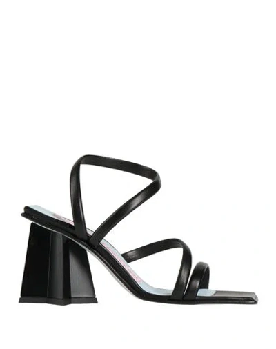 CHIARA FERRAGNI CHIARA FERRAGNI WOMAN SANDALS BLACK SIZE 7 TEXTILE FIBERS