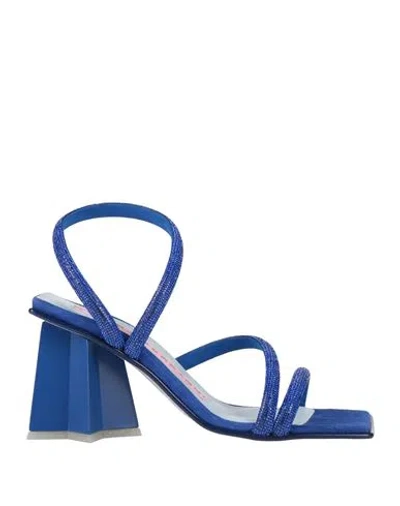 Chiara Ferragni Woman Sandals Blue Size 8 Textile Fibers In Gnawed Blue