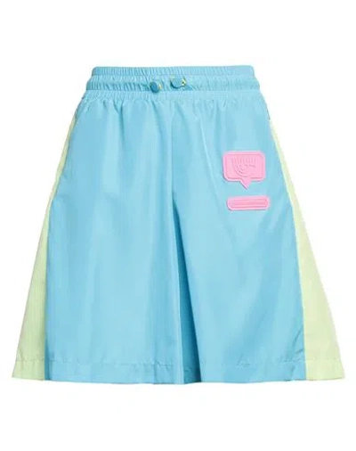 Chiara Ferragni Woman Shorts & Bermuda Shorts Light Blue Size L Polyester