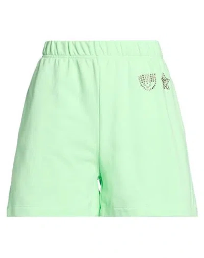 Chiara Ferragni Woman Shorts & Bermuda Shorts Light Green Size L Cotton, Polyester