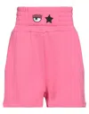 Chiara Ferragni Woman Shorts & Bermuda Shorts Fuchsia Size M Cotton In Pink
