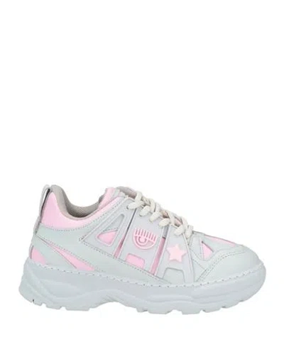 Chiara Ferragni Woman Sneakers Grey Size 5 Leather, Rubber In Multi