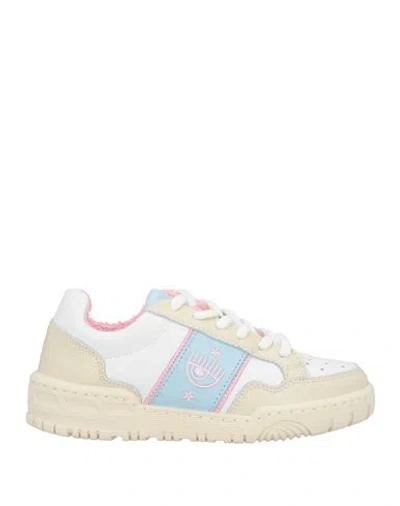 Chiara Ferragni Woman Sneakers Ivory Size 8 Leather In White