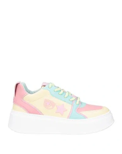 Chiara Ferragni Woman Sneakers Pastel Yellow Size 8 Leather