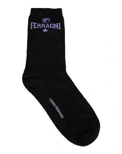 Chiara Ferragni Woman Socks & Hosiery Black Size Onesize Cotton, Polyamide, Elastane