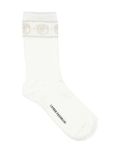 Chiara Ferragni Woman Socks & Hosiery White Size Onesize Cotton, Polyamide, Viscose, Elastane