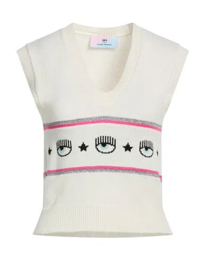 Chiara Ferragni Woman Sweater Off White Size Xl Viscose, Polyamide, Wool, Cashmere
