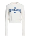 CHIARA FERRAGNI CHIARA FERRAGNI WOMAN SWEATER WHITE SIZE L WOOL, VISCOSE, POLYAMIDE, CASHMERE