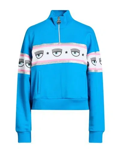 Chiara Ferragni Woman Sweatshirt Azure Size L Cotton, Elastane In Blue
