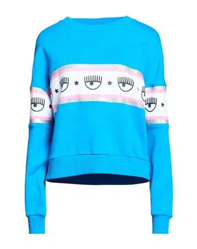 Chiara Ferragni Woman Sweatshirt Azure Size M Cotton In Blue