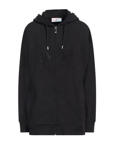 Chiara Ferragni Woman Sweatshirt Black Size L Cotton, Polyester, Elastane
