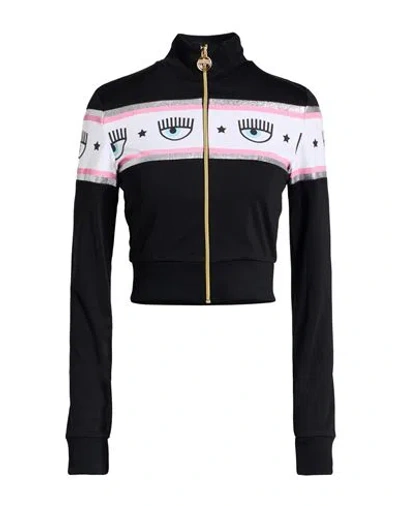Chiara Ferragni Woman Sweatshirt Black Size M Polyester, Cotton
