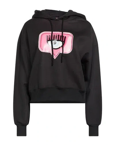 Chiara Ferragni Woman Sweatshirt Black Size S Polyester, Cotton