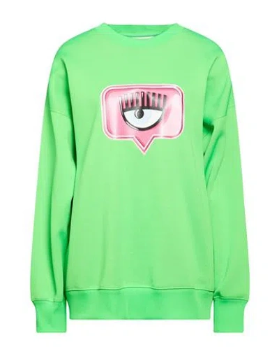 Chiara Ferragni Woman Sweatshirt Lime Green Size S Polyester, Cotton