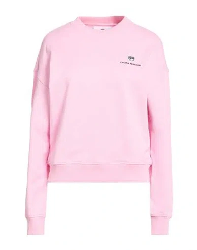 Chiara Ferragni Woman Sweatshirt Pink Size M Cotton, Elastane