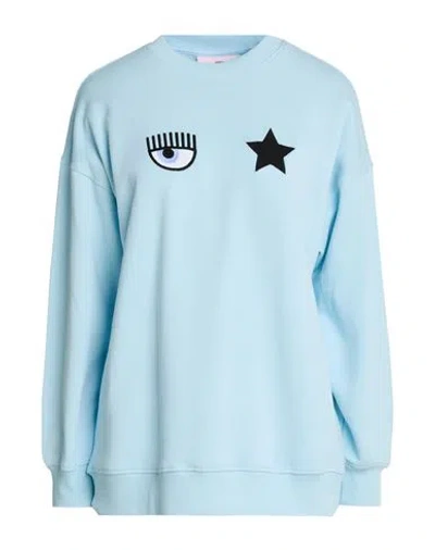 Chiara Ferragni Woman Sweatshirt Sky Blue Size Xs Cotton