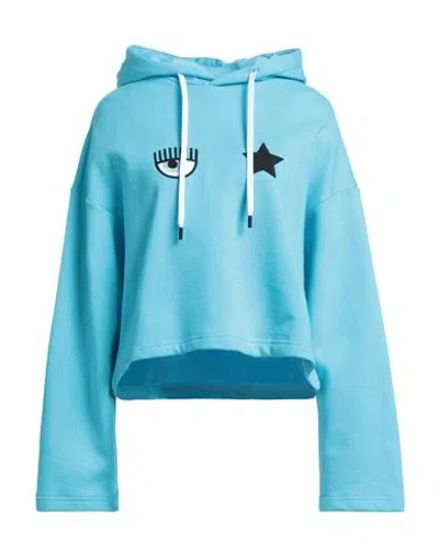 Chiara Ferragni Woman Sweatshirt Turquoise Size M Cotton In Blue
