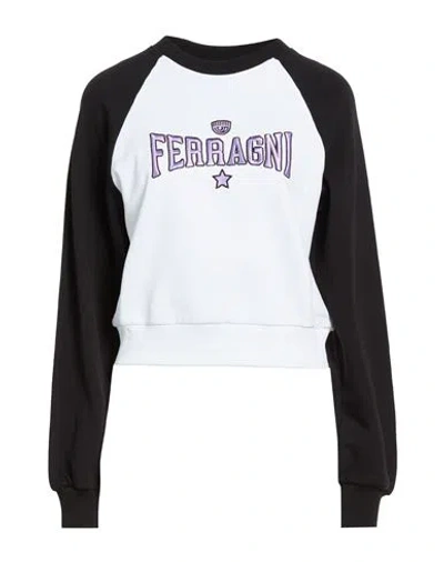 Chiara Ferragni Woman Sweatshirt White Size M Cotton In Black