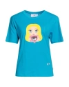 Chiara Ferragni Woman T-shirt Azure Size L Cotton In Blue