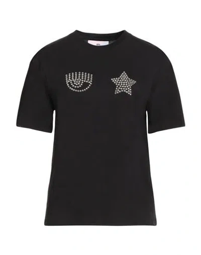 Chiara Ferragni Woman T-shirt Black Size L Cotton
