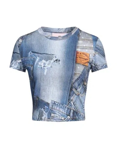 Chiara Ferragni Woman T-shirt Blue Size M Cotton