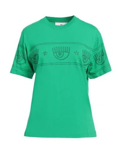 Chiara Ferragni Woman T-shirt Green Size L Cotton