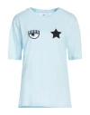 Chiara Ferragni Woman T-shirt Sky Blue Size L Cotton