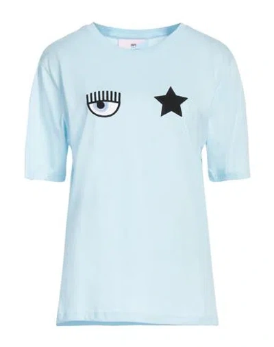 Chiara Ferragni Woman T-shirt Sky Blue Size L Cotton