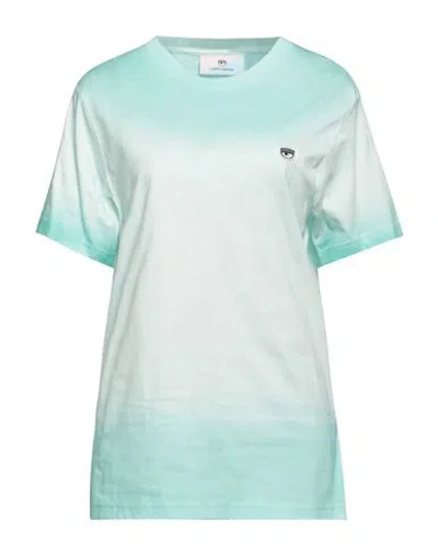 Chiara Ferragni Woman T-shirt Turquoise Size L Cotton In Blue